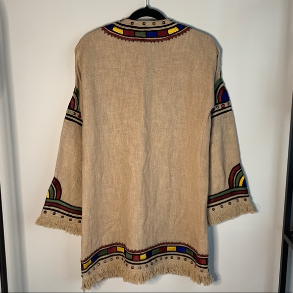 Roja Linen Jacket with Embroidery, Studs, Tassel and Fringe - Picture 7 of 7